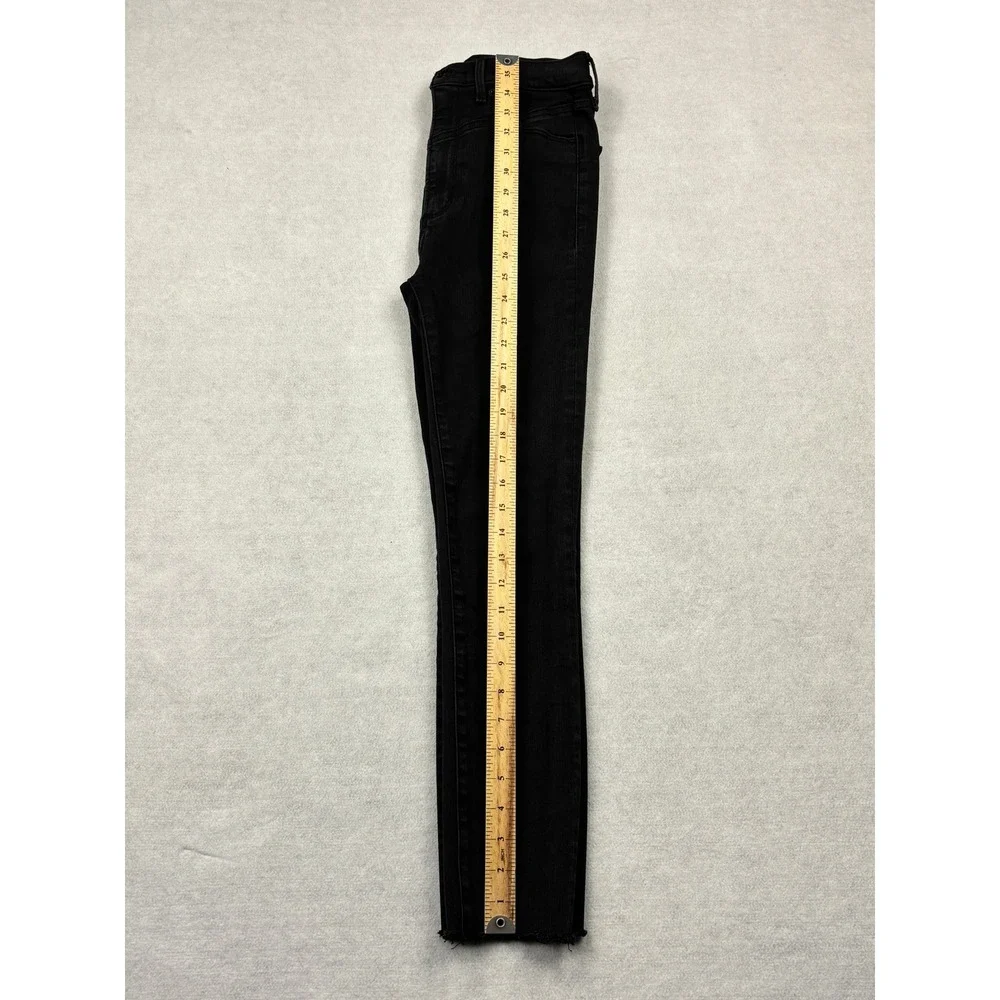Abercrombie & Fitch Ultra High Rise Super Skinny Ankle Jeans Black 25 0R Raw Hem